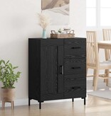 VidaXL Dressoir met lade Zwart eiken 69.5 x 34 x 90 cm Bewerkt hout
