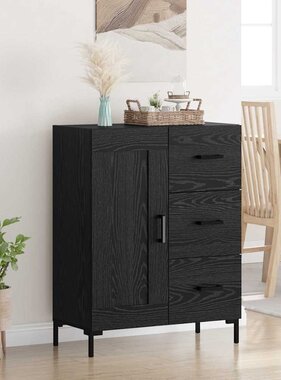 VidaXL Dressoir met lade Zwart eiken 69.5 x 34 x 90 cm Bewerkt hout