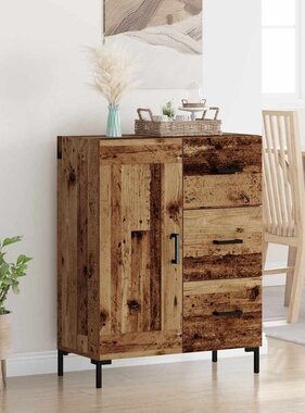 VidaXL Dressoir met lade Oud hout 69.5 x 34 x 90 cm Bewerkt hout