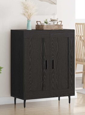 VidaXL Dressoir Zwart Eiken 69,5 x 34 x 90 cm Gemonteerd hout en ijzer