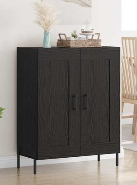 VidaXL Dressoir Zwart Eiken 69,5 x 34 x 90 cm Gemonteerd hout en ijzer