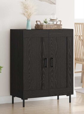VidaXL Dressoir Zwart Eiken 69,5 x 34 x 90 cm Gemonteerd hout en ijzer