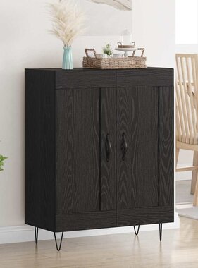 VidaXL Dressoir Zwart Eiken 69,5 x 34 x 90 cm Gemonteerd hout en ijzer