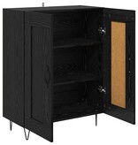 VidaXL Dressoir Zwart Eiken 69,5 x 34 x 90 cm Gemonteerd hout en ijzer