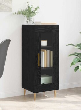 VidaXL Dressoir Zwart eiken 34 x 34.5 x 90 cm Bewerkt hout