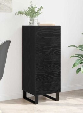 VidaXL Dressoir Zwart Eiken 34,5 x 34 x 90 cm Gemonteerd hout en ijzer