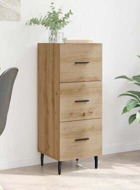 VidaXL Dressoir artisanaal eikenkleurig 34 x 34.5 x 90 cm Bewerkt hout