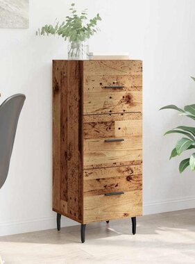 VidaXL Dressoir met lade Oud hout 34 x 34.5 x 90 cm Bewerkt hout