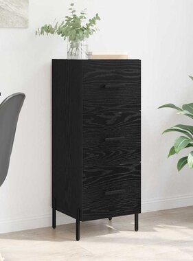 VidaXL Dressoir met lade Zwart eiken 34 x 34.5 x 90 cm Bewerkt hout