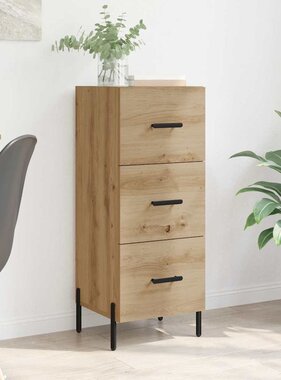 VidaXL Dressoir artisanaal eikenkleurig 34 x 34.5 x 90 cm Bewerkt hout