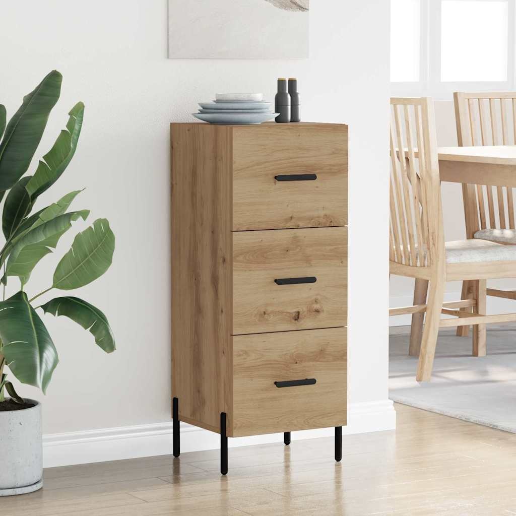 VidaXL Dressoir artisanaal eikenkleurig 34 x 34.5 x 90 cm Bewerkt hout