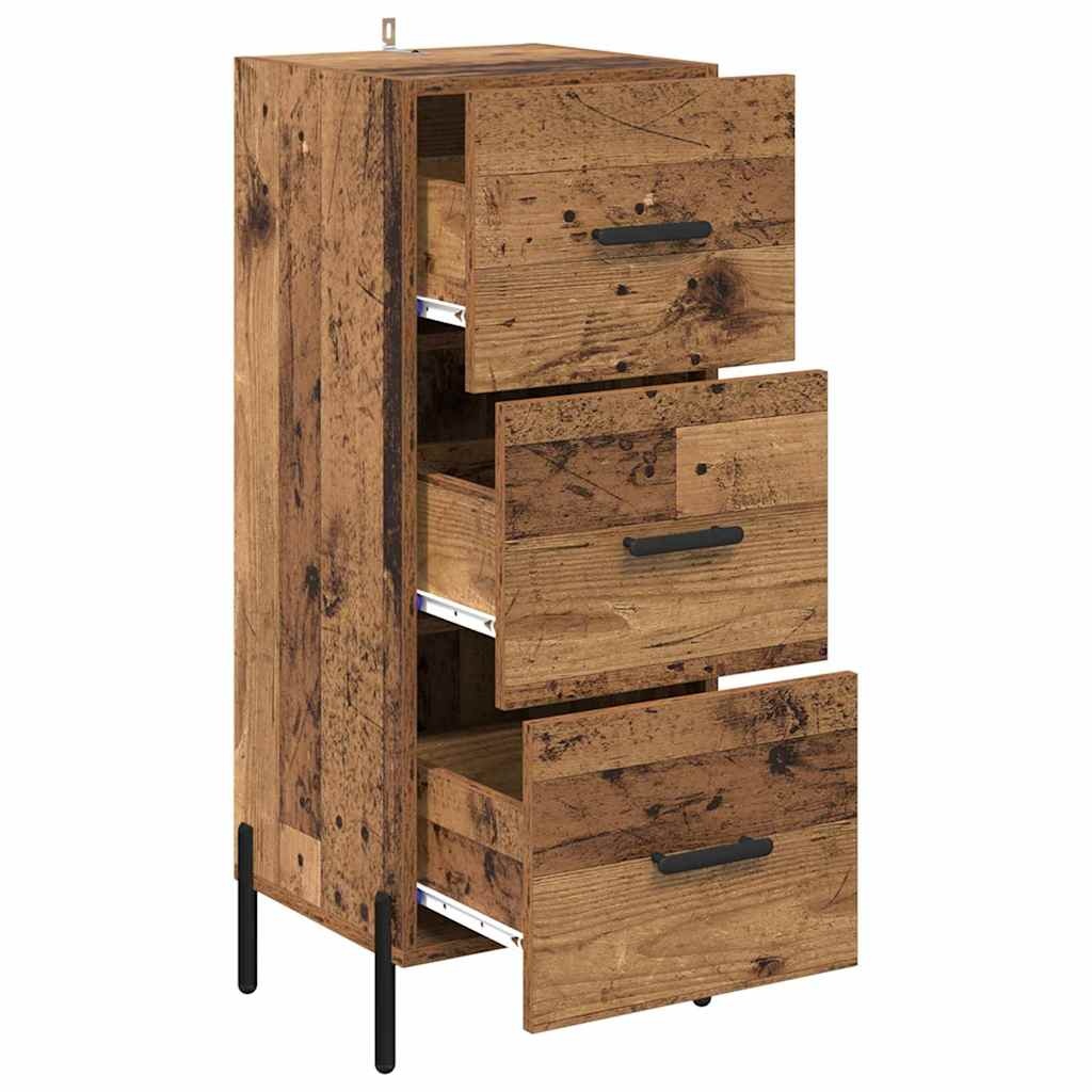 VidaXL Dressoir met lade Oud hout 34 x 34.5 x 90 cm Bewerkt hout