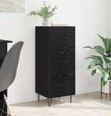 VidaXL Dressoir met lade Zwart eiken 34 x 34.5 x 90 cm Bewerkt hout