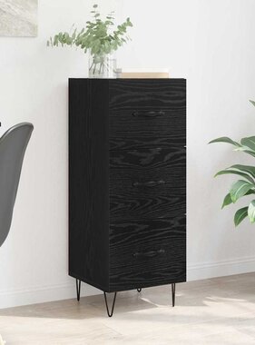 VidaXL Dressoir met lade Zwart eiken 34 x 34.5 x 90 cm Bewerkt hout
