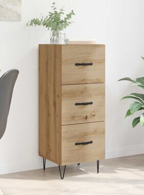 VidaXL Dressoir artisanaal eikenkleurig 34 x 34.5 x 90 cm Bewerkt hout