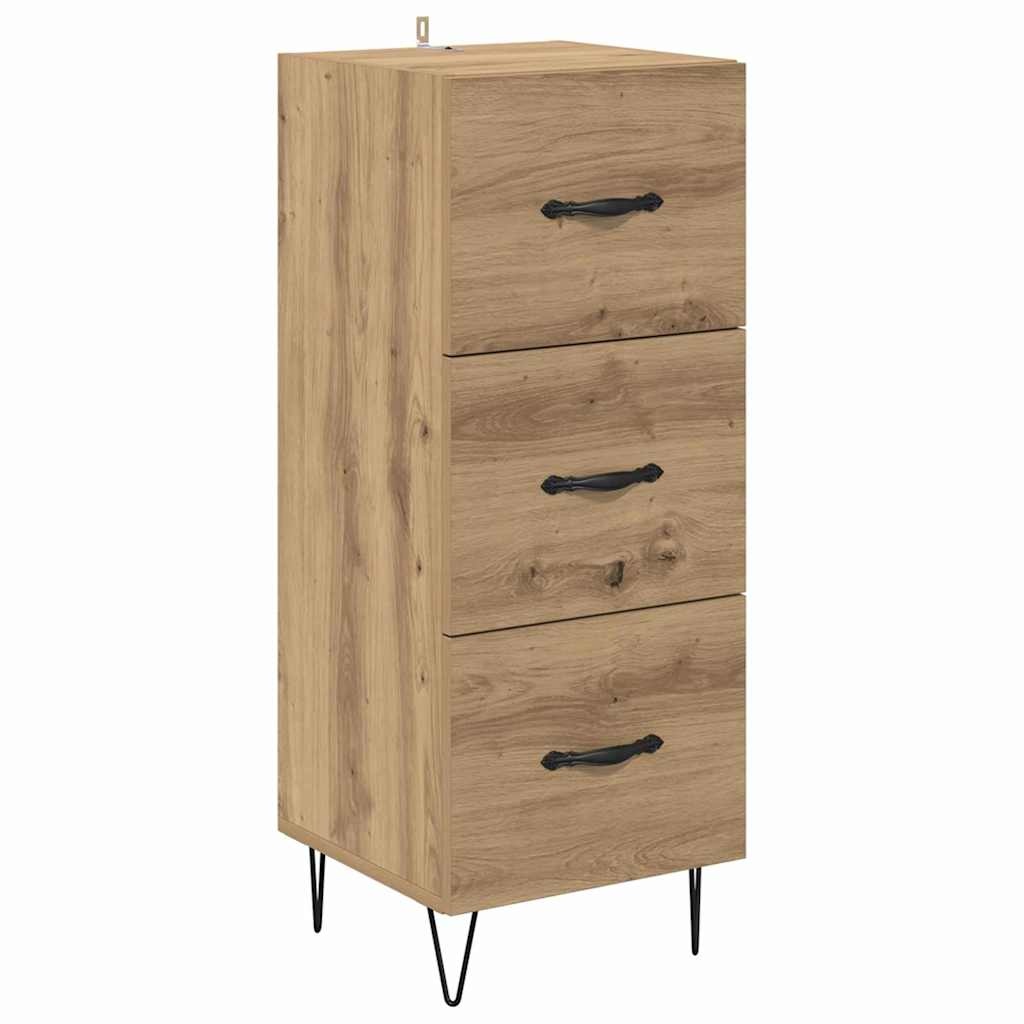VidaXL Dressoir artisanaal eikenkleurig 34 x 34.5 x 90 cm Bewerkt hout
