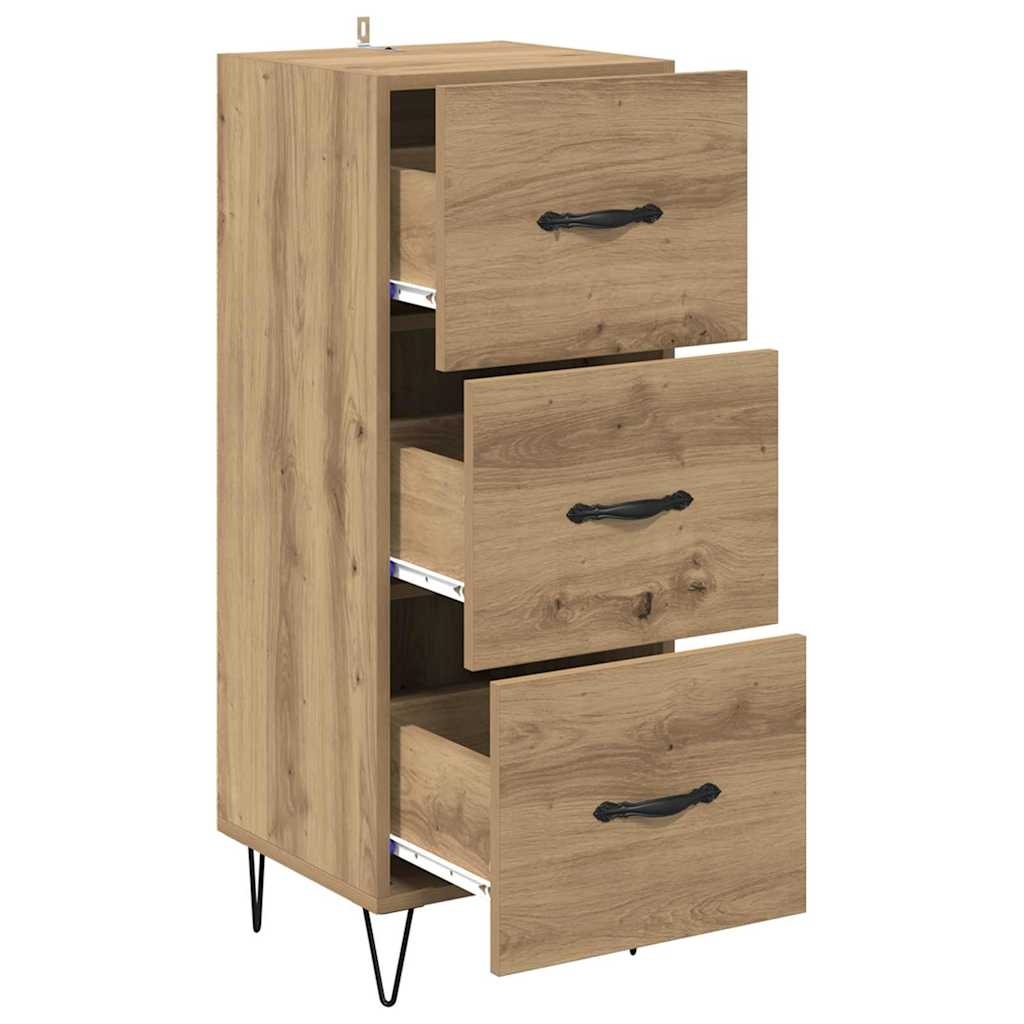 VidaXL Dressoir artisanaal eikenkleurig 34 x 34.5 x 90 cm Bewerkt hout