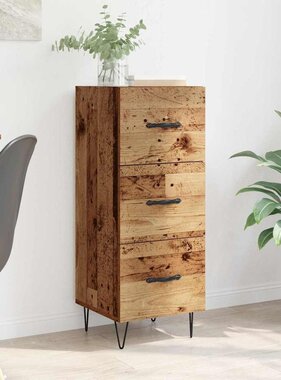VidaXL Dressoir met lade Oud hout 34 x 34.5 x 90 cm Bewerkt hout