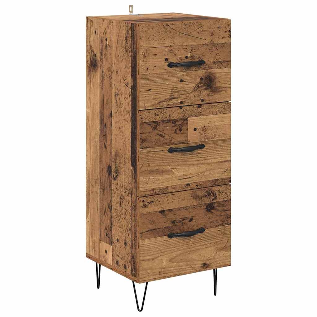 VidaXL Dressoir met lade Oud hout 34 x 34.5 x 90 cm Bewerkt hout