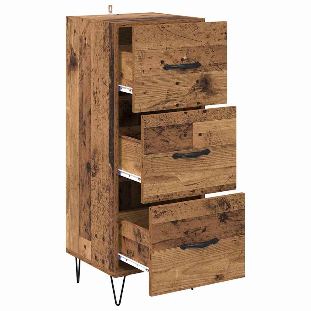 VidaXL Dressoir met lade Oud hout 34 x 34.5 x 90 cm Bewerkt hout