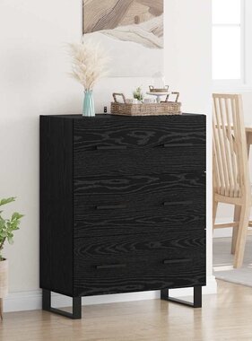 VidaXL Dressoir Zwart Eiken 69,5 x 34 x 90 cm Gemonteerd hout en ijzer