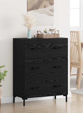 VidaXL Dressoir Zwart Eiken 69,5 x 34 x 90 cm Gemonteerd hout en ijzer