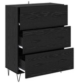 VidaXL Dressoir Zwart Eiken 69,5 x 34 x 90 cm Gemonteerd hout en ijzer