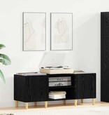 VidaXL Platenkast Zwart Eiken 121 x 38 x 48 cm Bewerkt hout