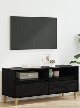 VidaXL TV-kast met lade Zwart Eiken 100 x 34,5 x 44,5 cm Bewerkt hout