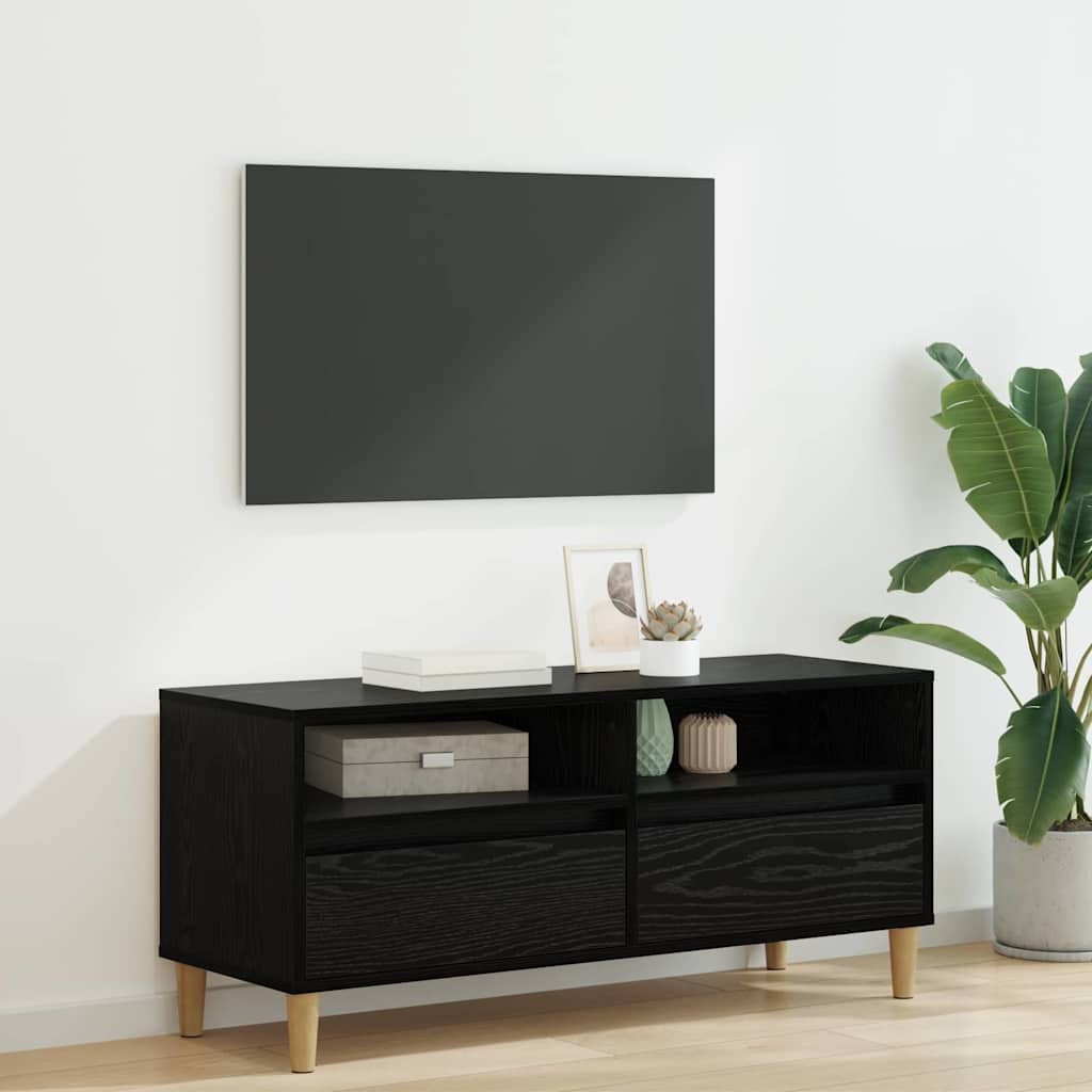 VidaXL TV-kast met lade Zwart Eiken 100 x 34,5 x 44,5 cm Bewerkt hout