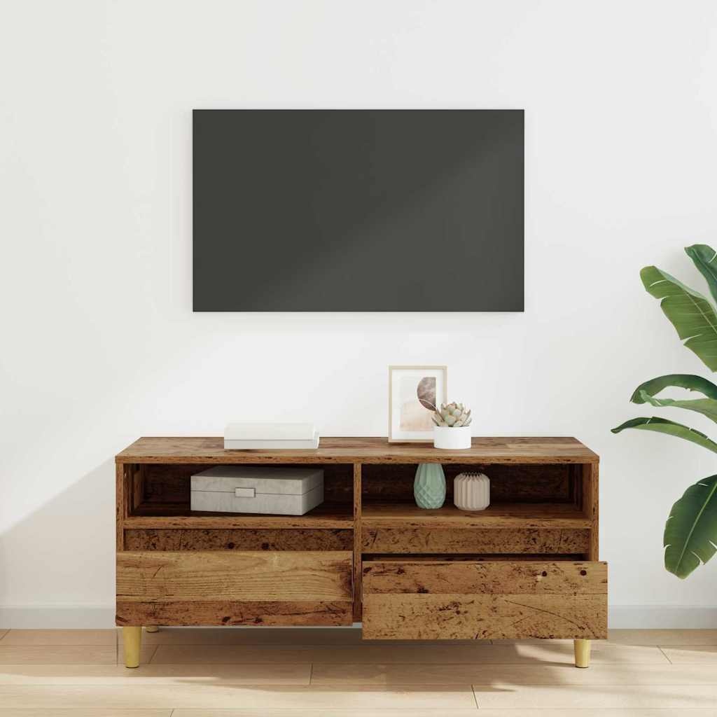 VidaXL TV-kast met lade Oud Hout 100 x 34,5 x 44,5 cm Bewerkt hout