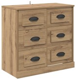 VidaXL Dressoir Artisan Eiken 70 x 35,5 x 67,5 cm Bewerkt hout