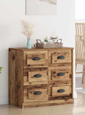 VidaXL Dressoir met lade Oud Hout 70 x 35,5 x 67,5 cm Bewerkt hout