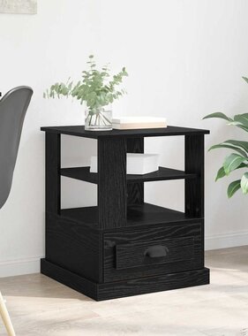 VidaXL Nachtkastje met lade Zwart eiken 50 x 50 x 60 cm Bewerkt hout