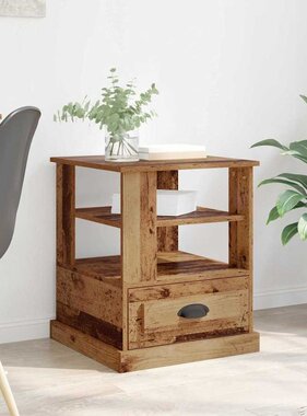 VidaXL Nachtkastje met lade Oud hout 50 x 50 x 60 cm Bewerkt hout