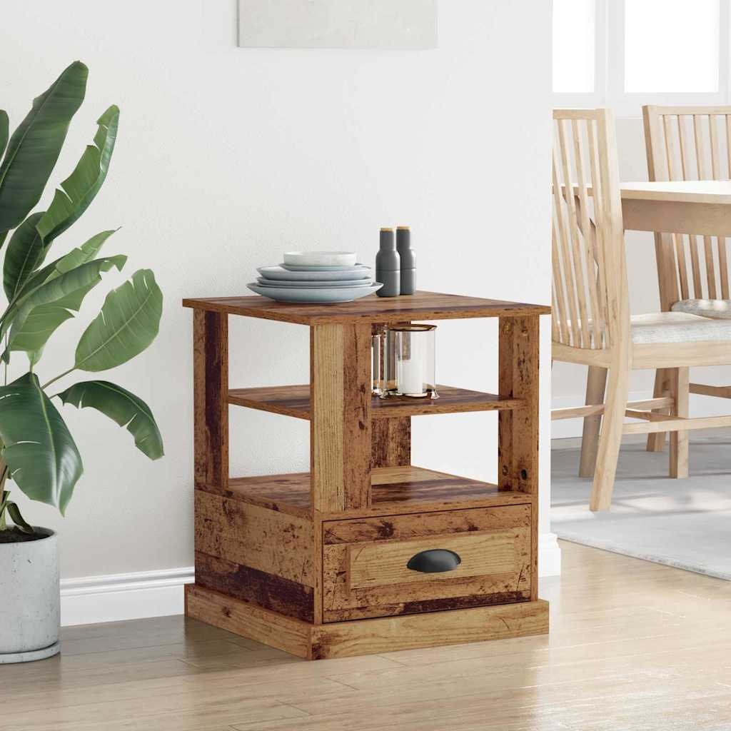VidaXL Nachtkastje met lade Oud hout 50 x 50 x 60 cm Bewerkt hout