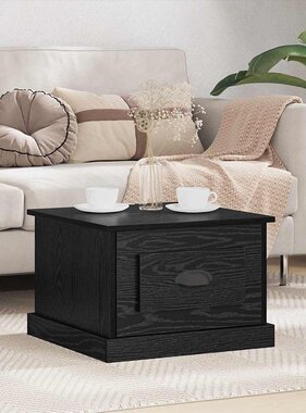 VidaXL Salontafel met lade Zwart Eiken 50 x 50 x 35 cm Bewerkt hout