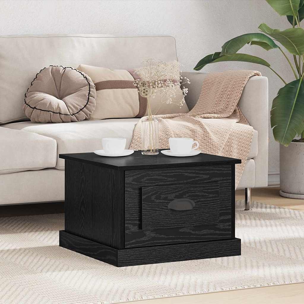 VidaXL Salontafel met lade Zwart Eiken 50 x 50 x 35 cm Bewerkt hout