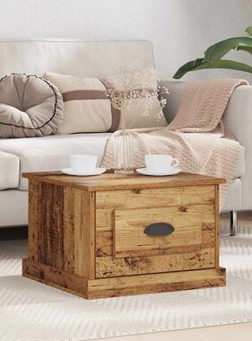 VidaXL Salontafel met lade Oud Hout 50 x 50 x 35 cm Bewerkt hout