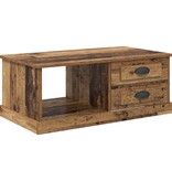 VidaXL Salontafel met lade Oud Hout 90 x 50 x 35 cm Bewerkt hout
