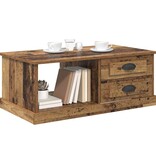 VidaXL Salontafel met lade Oud Hout 90 x 50 x 35 cm Bewerkt hout