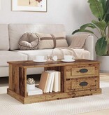 VidaXL Salontafel met lade Oud Hout 90 x 50 x 35 cm Bewerkt hout
