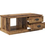 VidaXL Salontafel met lade Oud Hout 90 x 50 x 35 cm Bewerkt hout