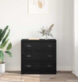 VidaXL Dressoir met lade Zwart Eiken 70 x 35,5 x 67,5 cm Bewerkt hout