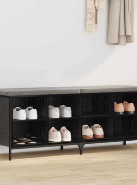 VidaXL Schoenenkast met plank met opslag Zwart Eiken 131 x 35 x 50 cm