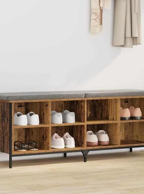 VidaXL Schoenenkast Oud Hout 131 x 35 x 50 cm Gemonteerd hout en ijzer