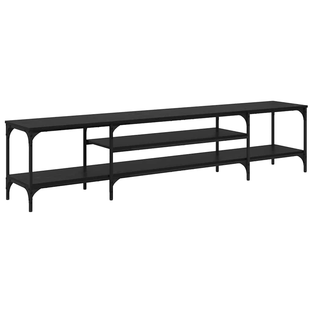 VidaXL TV-kast Zwart Eiken 201 x 35 x 45 cm Gemonteerd hout en ijzer