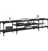 VidaXL TV-kast Zwart Eiken 201 x 35 x 45 cm Gemonteerd hout en ijzer