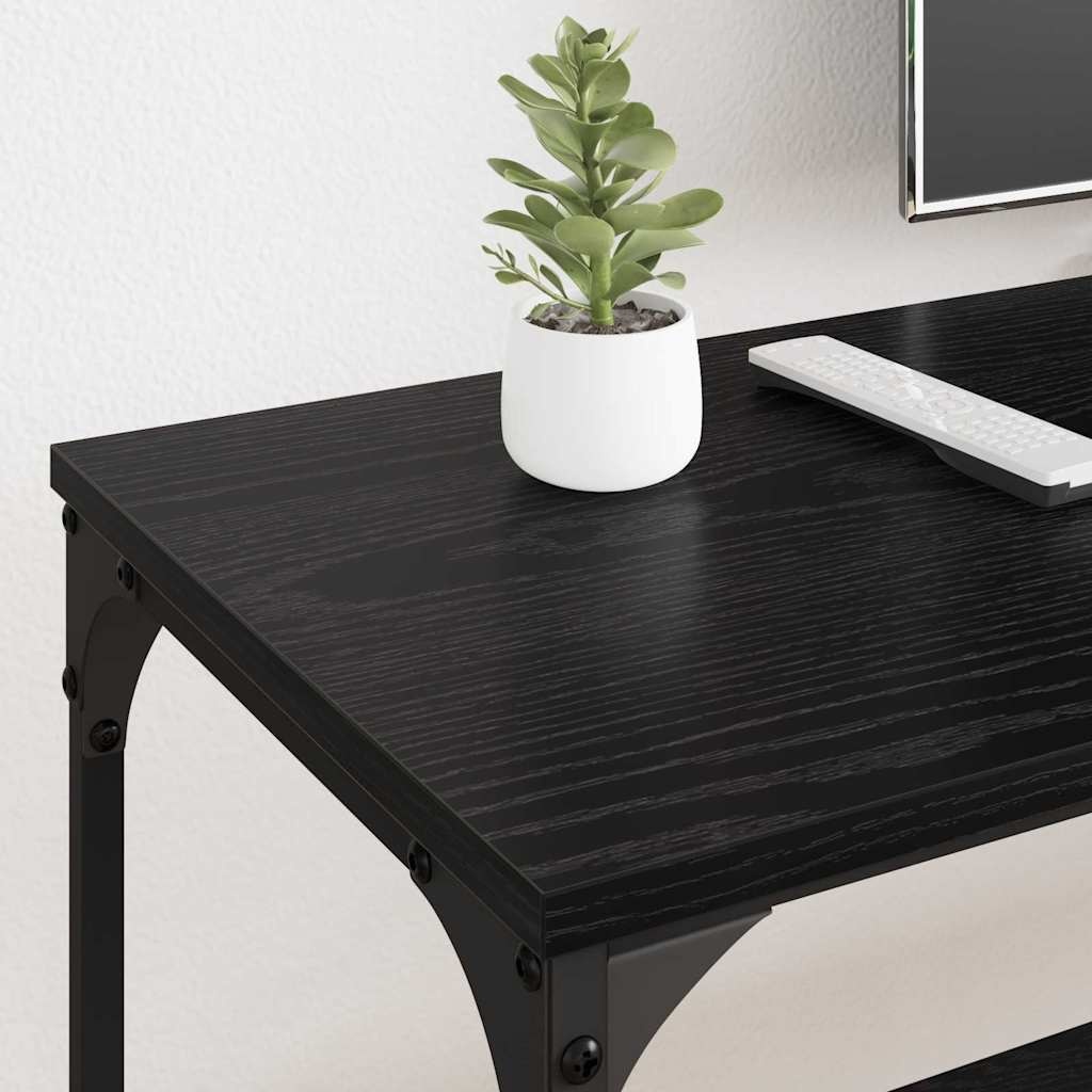 VidaXL TV-kast Zwart Eiken 201 x 35 x 45 cm Gemonteerd hout en ijzer