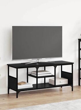 VidaXL TV-kast Zwart Eiken 100 x 35 x 45 cm Gemonteerd hout en ijzer